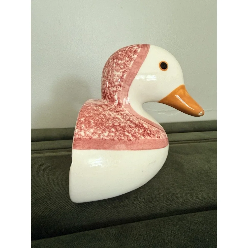 N. S. Gustin Handpainted Duck Doorstop Bookend Pottery Ceramic Mother Goose